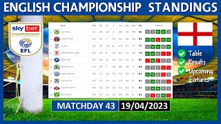 EFL CHAMPIONSHIP TABLE TODAY 2022/2023 | EFL CHAMPIONSHIP POINTS TABLE TODAY | (19/04/2023)