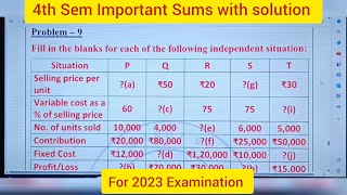 IMPORTANT SUMS | YEAR SOLVE| 4TH SEM | CU B.COM | MARGINAL COSTING | CVP ANALYSIS| PART 1| MEC |