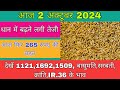 धान के भाव, 2 अक्टूबर 2024 | dhan ke bhav | 1509 dhan ke bhav | basmati dhan mandi bhav | धान का भाव