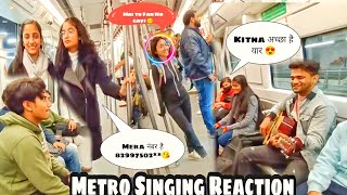 Best Metro Singing || Bollywood Mashup In Public Metro|| Girls Reaction On Music || #singingprank