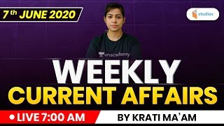Weekly Current Affairs 2020 | Current Affairs MCQ by Krati Ma'am | Current Affairs 2020