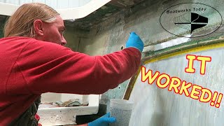 BUILDING UP LOW SPOTS OF THE TRANSOM WITH FIBERGLASS