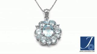 Johareez 9.28CTW Genuine Blue Topaz .925 Sterling Silver Pendant