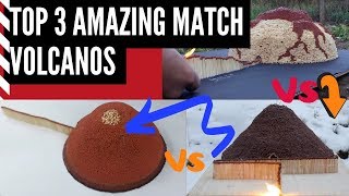 3 of the MOST Incredibly Satisfying Match Chain Reaction Volcanos EVER !