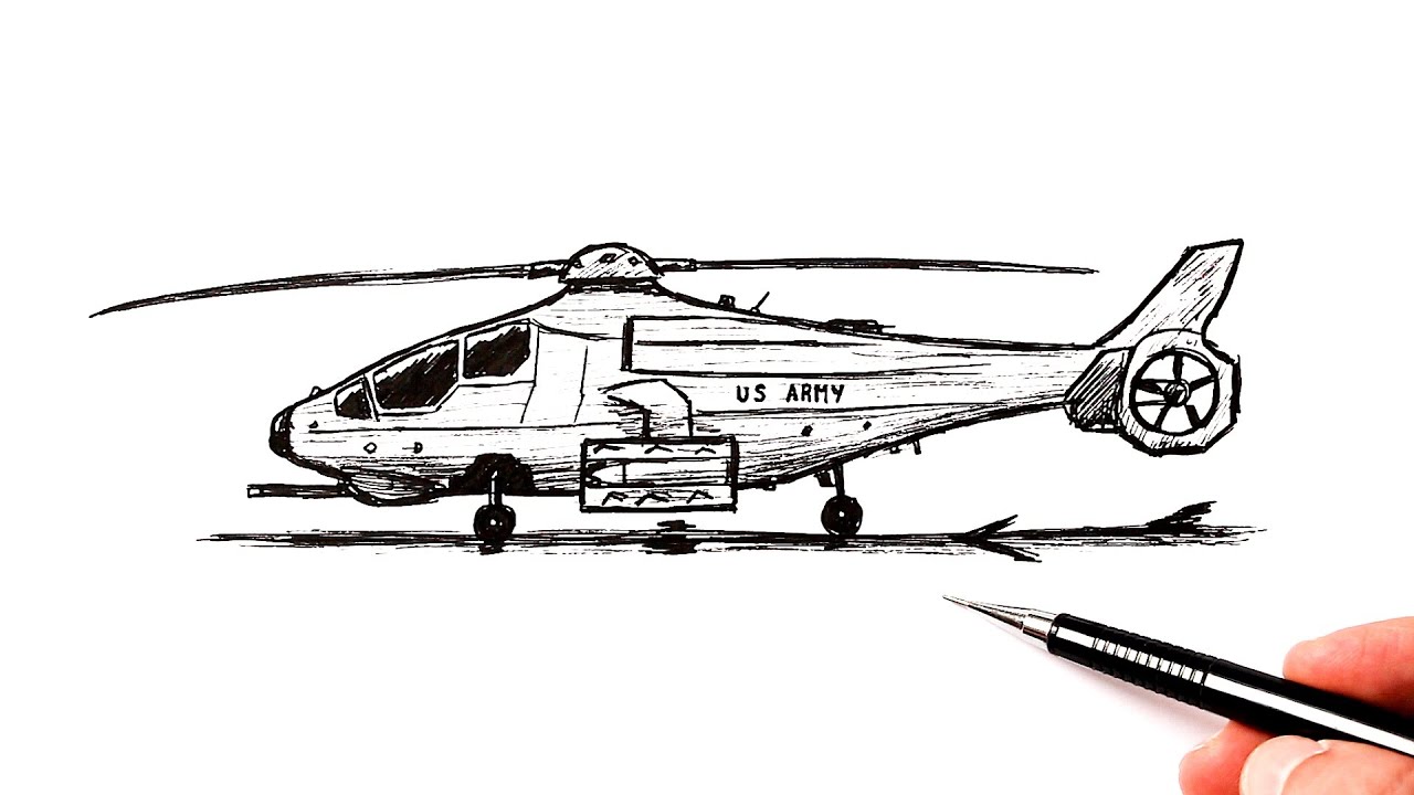 Military Helicopter Drawing