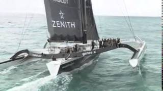 Arrivée de Spindrift vues d'hélico