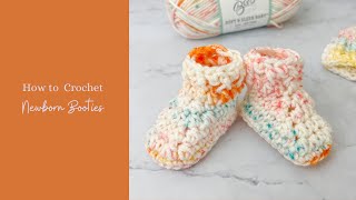 How to Crochet Newborn Baby Booties, Newborn Baby Booties Crochet Pattern Tutorial