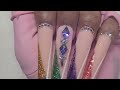 unboxing @rosalindofficial glitter polishes colorful v tips polygel nail tutorial