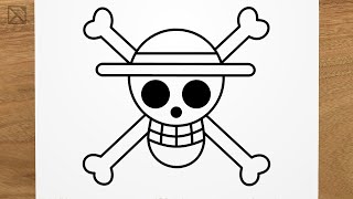 How to draw Luffy's Pirate Flag (One Piece) step by step, EASY
