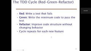 Software Engineering: Software Testing: Test-Driven Development. TDD lifecycle (Red–Green–Refactor).