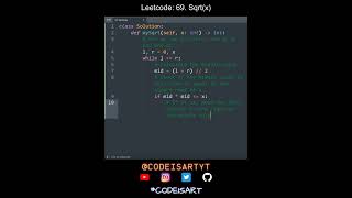 Leetcode 69. Sqrt(x) in Python | Python Leetcode | Python Coding Tutorial | Python Coding ASMR