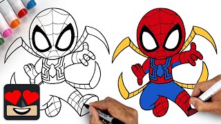 How To Draw Iron Spider | Spider-Man Draw & Color Tutorial