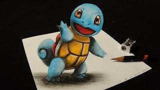 How I Draw a 3D SQUIRTLE, Art Drawing