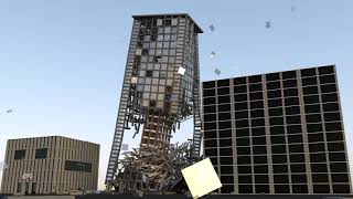 Tower collapse simulation 3D [Blender bullet constraints builder] explode columns at base