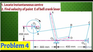 problem 4 on Instantaneous centre of mechanism with bell crank lever  wrapping machine