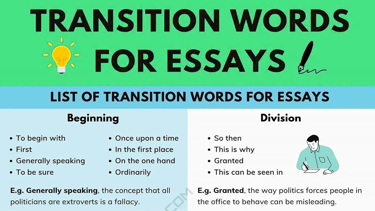 100+ Important Transition Words For Essays In English (to Make Your ...