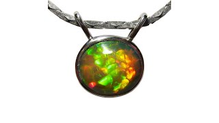 Ethiopian Opal Pendant 14k White Gold - 8502 | FlashOpal