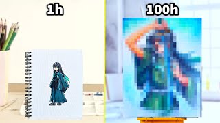 I Painted Every Hashira in 1 vs 10 vs 100 Hours