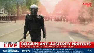 LIVE: Violent clashes during Belgium anti-austerity protests