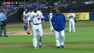 MIA@NYM: Alvarez leaves the game with injury