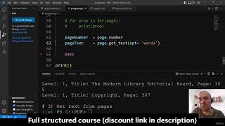 How to get text from a PDF file with Python + PyMuPDF?
