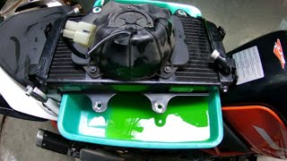 ktm390 (part 1) radiator remove & radiator cleaning & new coolant filling part 1