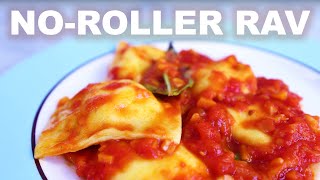 Cheese ravioli without a rolling machine | fresh egg pasta | quick tomato sauce