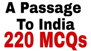 A Passage To India MCQs I A Passage To India Quiz l A Passage To India l English Lectureship