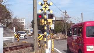 名鉄三河線（山線）　三河八橋10号踏切　普通猿投行き到着