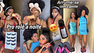 Arrume-se comigo e minha amiga pro bar a noite ~ make, cabelo e look 👭✨