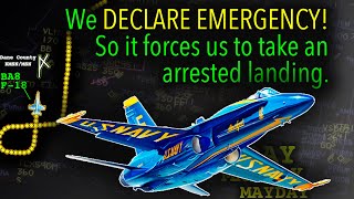 Blue Angel Pilot Declares Emergency. Hyde system failure. Landing with Arresting Cable. REAL ATC