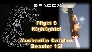 SpaceX StarShip launch 5 highlights starring Booster 12 \u0026 Starship 30! Booster catch, soft landing!