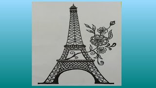 Cool Drawing Of Beautiful Eiffel Tower ( how to draw easy way for beginners)