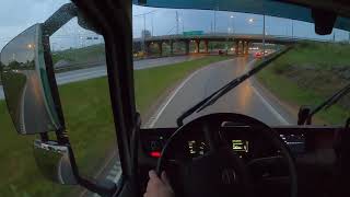 Very relaxing Rain driving - Volvo FH + Trailer | Tyresö to Jordbro #ASMR