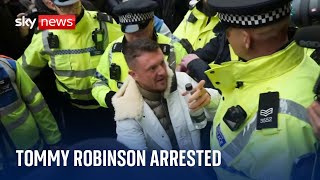 Tommy Robinson arrested at antisemitism protest in Central London