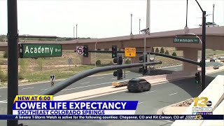 Why is life expectancy 16% lower in southeast Colorado Springs?