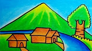 How To Draw House Landscape |Drawing House Easy Scenery