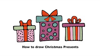 How to draw Christmas Presents. Simple Step by step. चरण दर चरण उपहार कैसे बनाएं