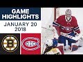 NHL Game Highlights | Bruins vs. Canadiens — Jan. 20, 2018