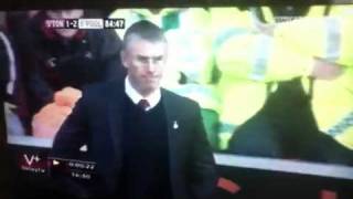 Southampton Manager trips over!