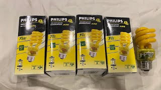 Phillips 13 Watt (60 Watt Replacement) Yellow CFL Light Bulbs