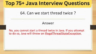 Top 75+ Tricky Java Interview Questions - Can we start thread twice ? #javainterview #threads #java8