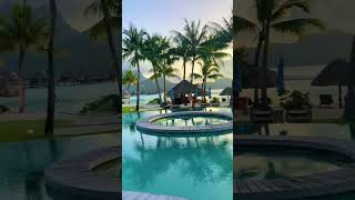 The incredibly beautiful Four Seasons Resort in Bora Bora, Tahiti.