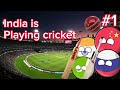 Red Countryballs:India is playing cricket.