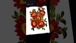 🔴 AMAZING Red Flower Painting Using Round Brush #shorts #red 🔴