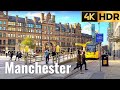 【4K HDR】 Manchester evening walk 2022 | Piccadilly Gardens to Corn Exchange | 4K HDR 60fps in UK