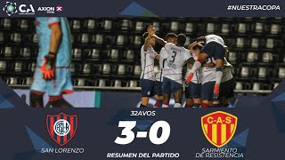 32avos: San Lorenzo 3 - Sarmiento de Resistencia 0