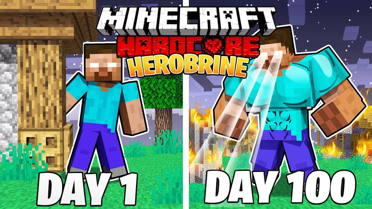 I Survived 100 Days As HEROBRINE In HARDCORE Minecraft! - YouTube