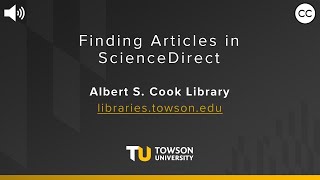 Finding Articles in ScienceDirect
