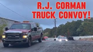 RJ Corman truck convoy departs Crown Hill yard in Nashua NH